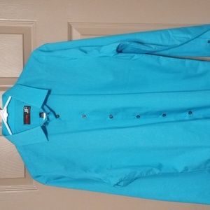JF turquoise blue button down dress shirt